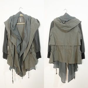 Free People green and grey sweater layered jacket cardigan L